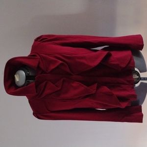 Apt 9 XL women's cranberry colored jacket with ruffles and double collar.